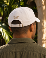 Overture Cap — Stone, back view; generated editorial visualization