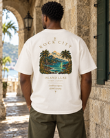 Rock City Tee — Cream, back view; generated editorial visualization
