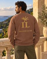 Reefline Crewneck — Clay, back view; generated editorial visualization