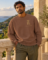 Reefline Crewneck — Clay, front view; generated editorial visualization