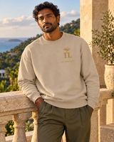 Reefline Crewneck — Tan, front view; generated editorial visualization