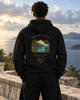 Midnight Current Hoodie — Black, back view; generated editorial visualization